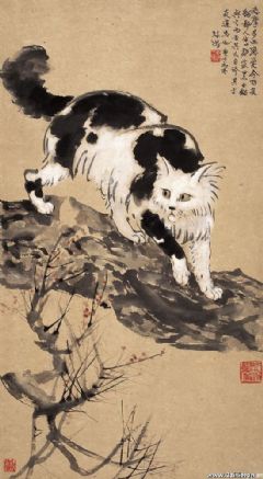 1930年作 猫 立轴
