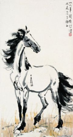 徐悲鸿 1940年作 立马 立轴
