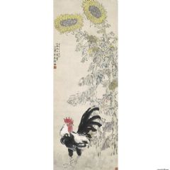 1937年作 雄鸡向日 镜框