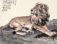 1939年作 醒狮 镜心