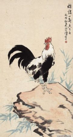 1946年作 雄鸡一声天下白 立轴