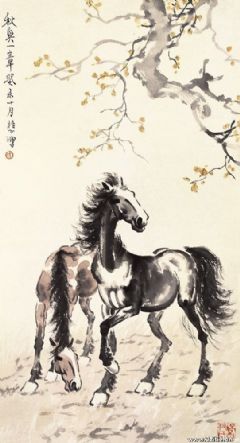 1943年作 双骏图 镜心