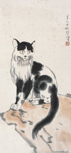 1941年作 猫 立轴