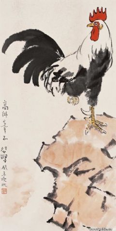 1943年作 鸡石图 镜心
