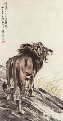 醒狮 立轴