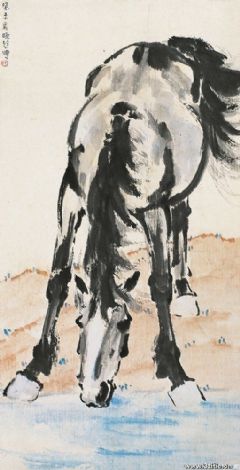 1943年作 饮马图 镜心