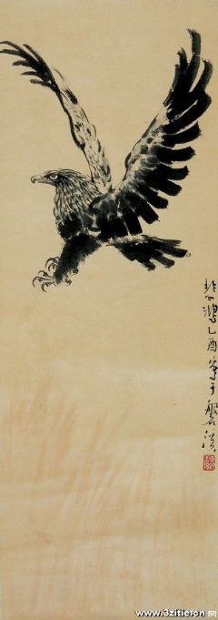 1945年作 雄鹰 立轴