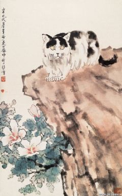 1941年作 猫踞图 镜心