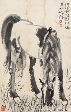 壬申（1932年）作 春风立马 镜心