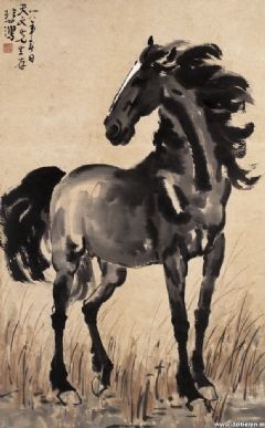 1939年作 立马 镜心 材质、形制：设色纸本 尺寸：26.5×47.5cm