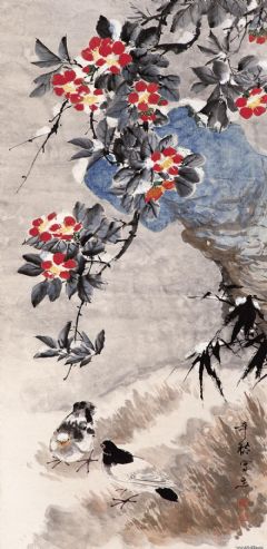 花石双鸟图