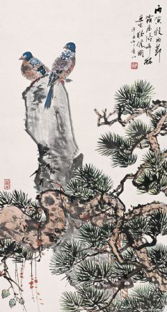 松石上的双鸟