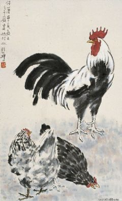 壬午（1942年）作 三鸡图 镜心