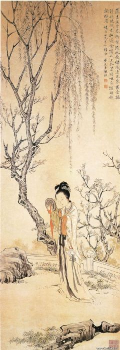 《柳下晓妆图》
