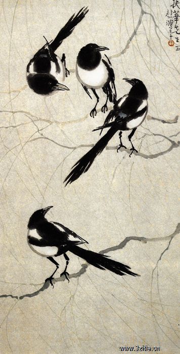 四喜图》 |徐悲鸿作品|三典轩书画超市