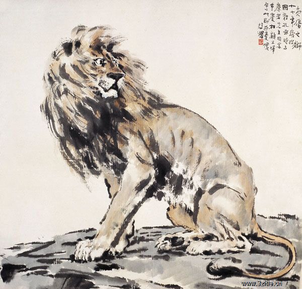 徐悲鸿《负伤之狮》