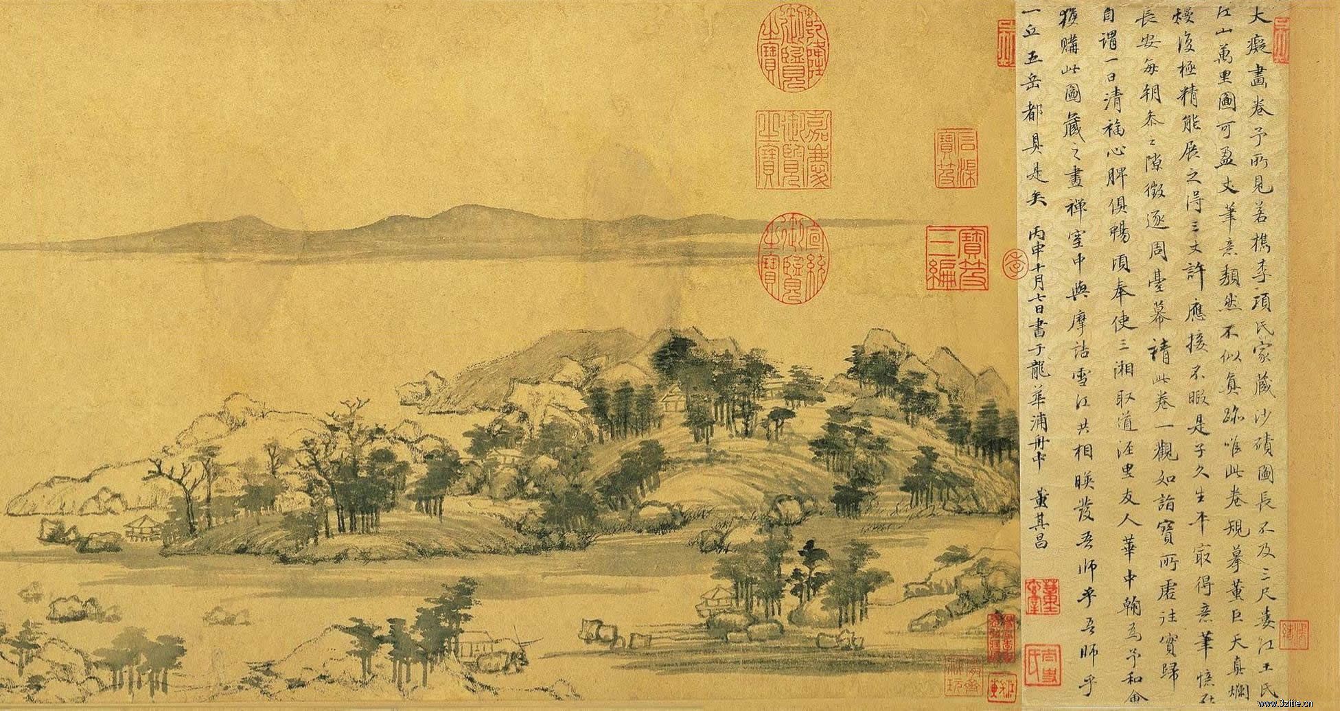 中国古美術 元代 黄公望作款 富春山居図 水墨画 宣紙 六尺山水中堂掛軸 肉筆 中国十大传世名画元·黄公望《富春山居图》|黄公望作品|三典轩书画超市