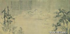 《渔村小雪图》(局部)