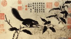《桃枝松鼠图》