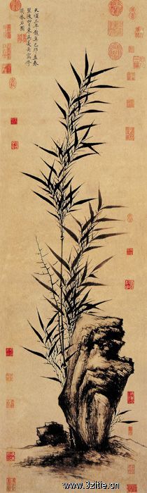 《修筠拳石图》