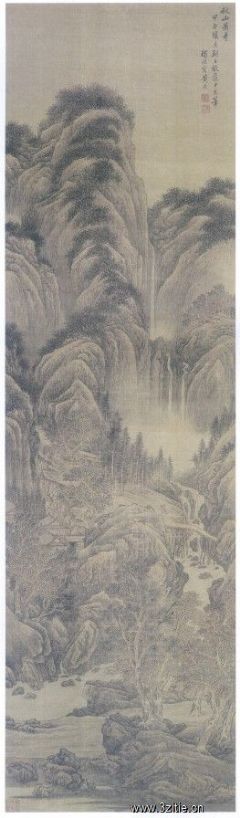 《秋山萧寺图轴》