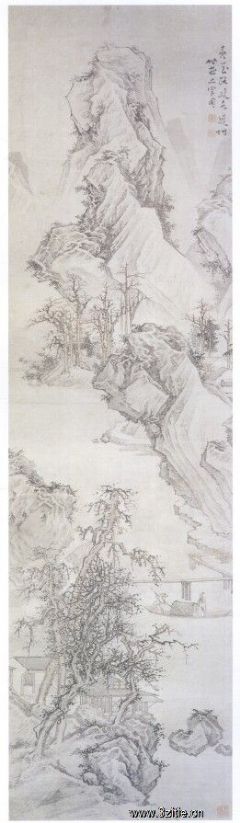 《水村归棹图轴》