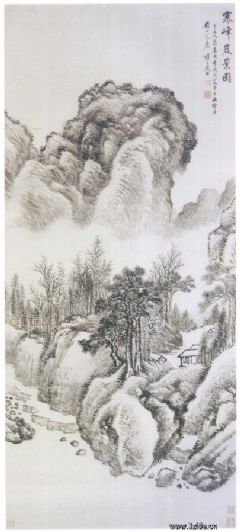 《寒峰岌业图轴》