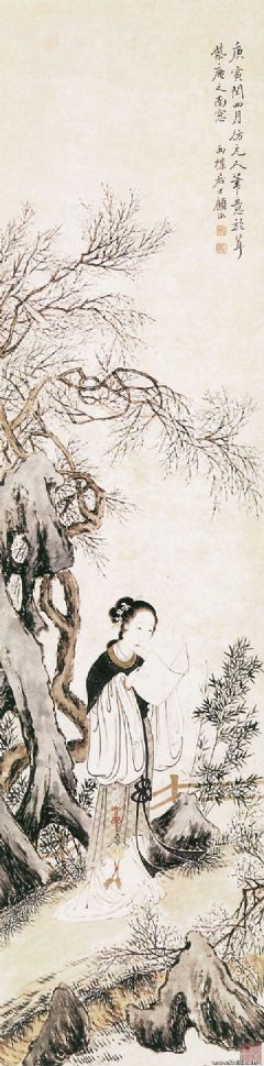 《梅边吟思图》