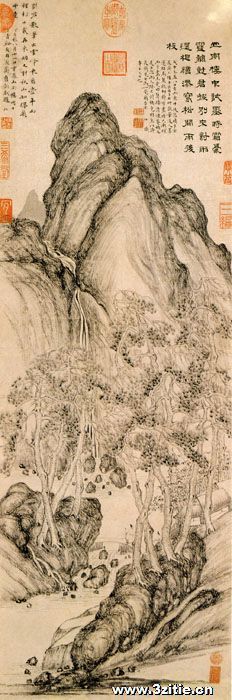 《山楼对雨图》
