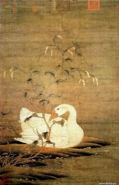 《红蓼白鹅图轴》