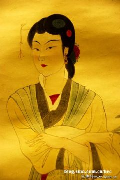 张大千临摹敦煌壁画《持花仕女图》