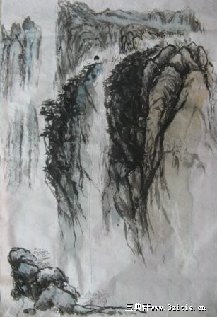 水墨画　山水 人気ブランド 日本古美術/水墨画/破墨山水図/落款:雪舟等陽/ 絵画 - 絵画