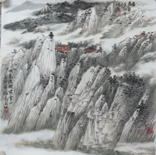 归来洗砚写云山