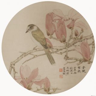 香凝紫袍 中国画（团扇）