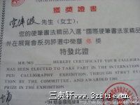 当代书法家宫一心 荣誉