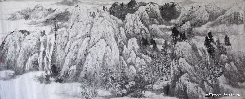 归来洗砚写云山（山水10000元/平尺）