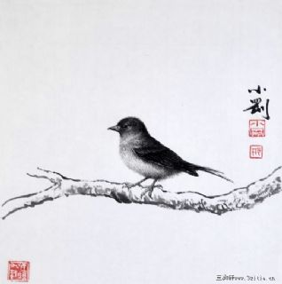 《小憩》（水墨画.2013.6）