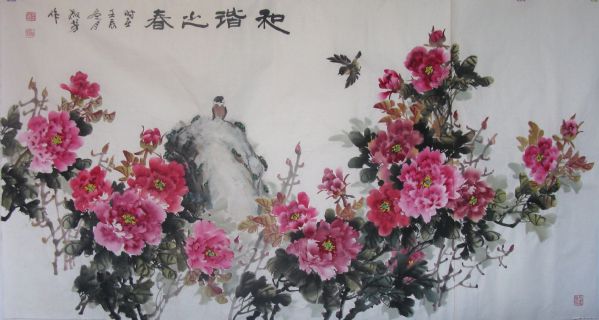 国画《和谐之春》（200×498cm ）