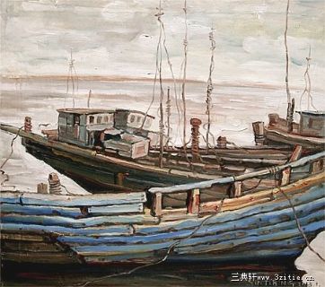 尹吉冰油画作品——渔船