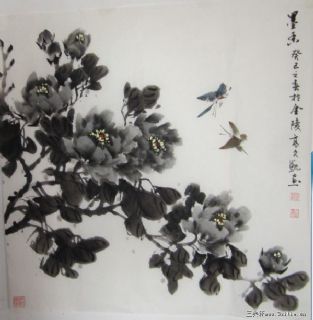 中国画墨牡丹