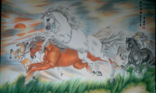 八骏雄风图