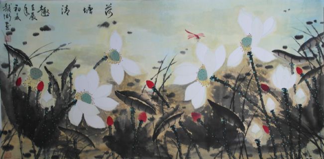 安庆戴卫国画精品荷塘清趣