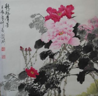 安庆戴卫国画《艳冠群芳》