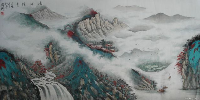 安庆戴卫国画《峡江秋色》