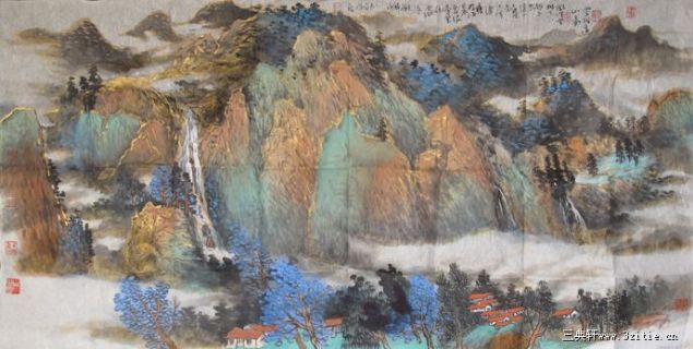 云树远山图