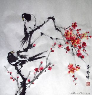 名家吕秀芹的《梅香鹊喜》