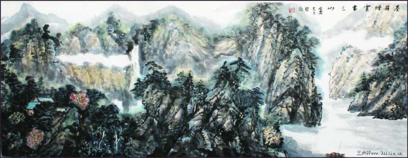 小六尺国画写意山水北方画派秦林烟云