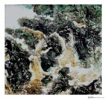 李复丁《霞映壁峰》