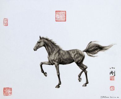 《马到成功》（水墨画.2014.2）