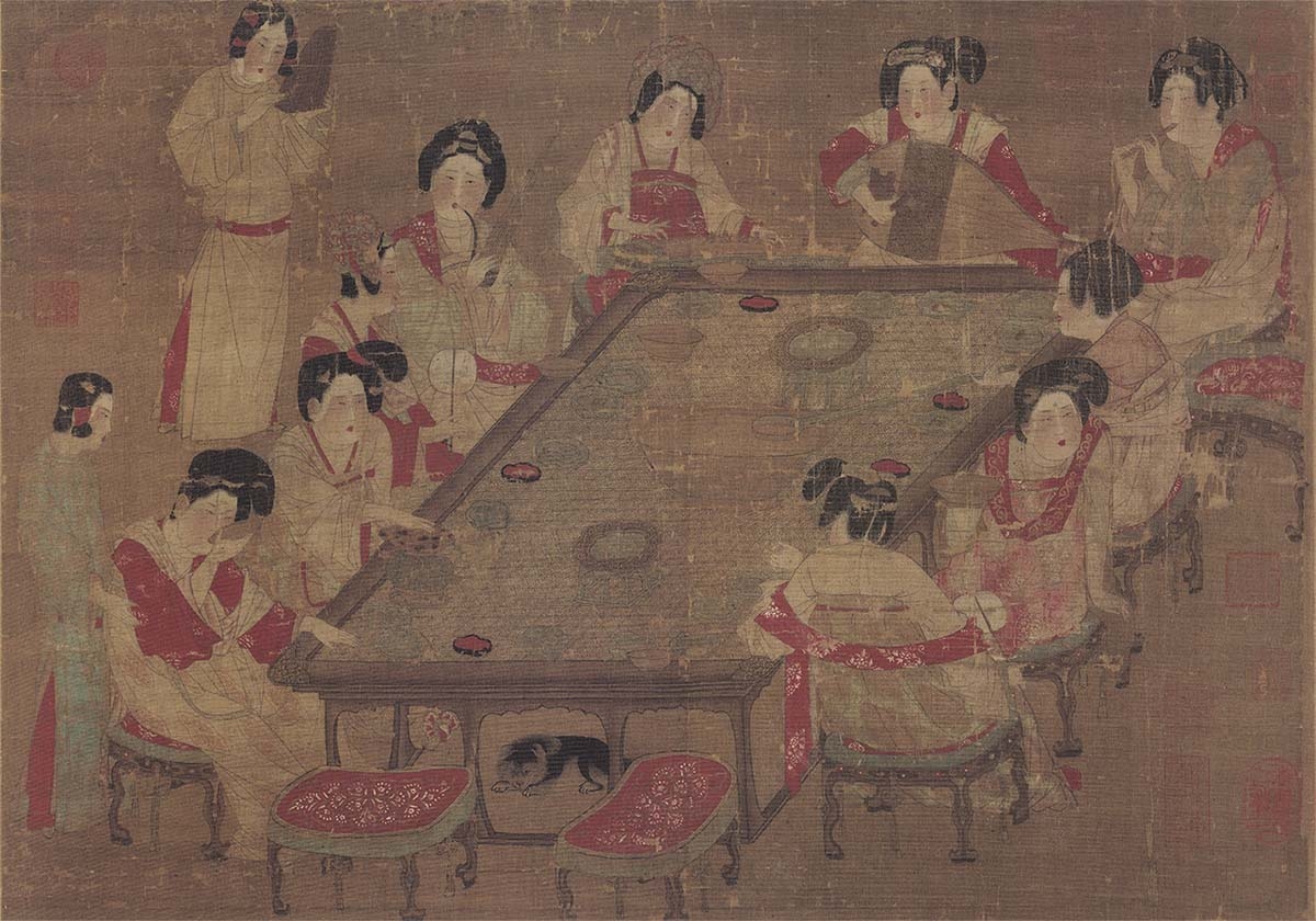 唐 佚名 宫乐图 绢本48.7x69